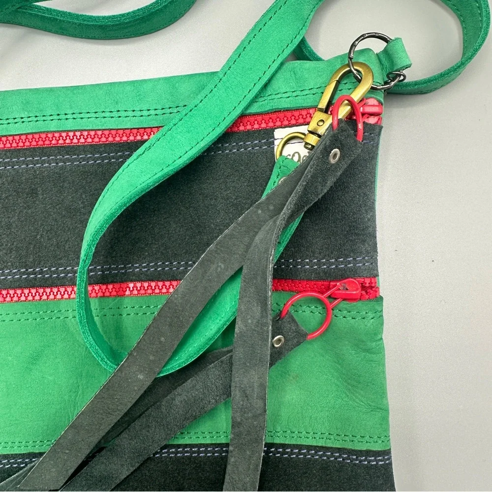 Sae Rebels Suede Crossbody Multicolour Made In Ethiopia Zip Bag - Picture 3 of 11